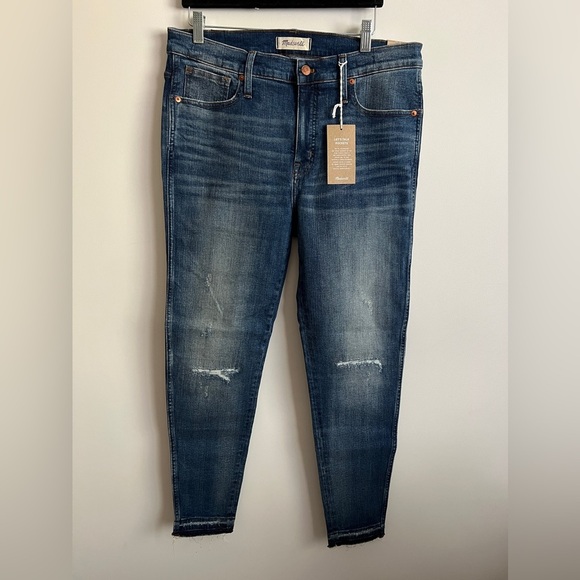 Madewell 9” High Rise  Skinny Jeans in York Wash: Rip and Repair Edition NWT - Picture 5 of 13